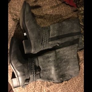 Torrid wide calf gray distressed knee boots size 7